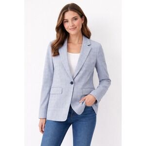 Talbots Womens Blue Glen Plaid Blazer Jacket Size 6 Single Button‎ Office Career